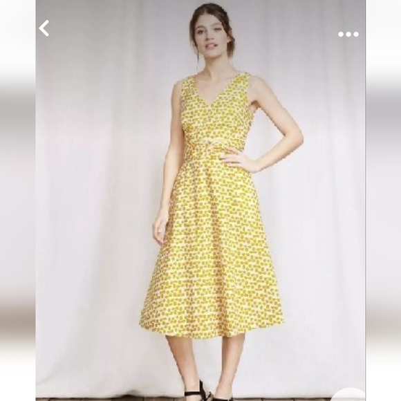 Boden Yellow Sleeveless Linen/Cotton Dress. Size 6 - Picture 1 of 15